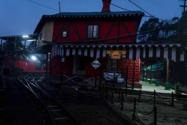 Gare Ghum Haute Inde Vue Avant Aube Dans Une Nuit — Photo