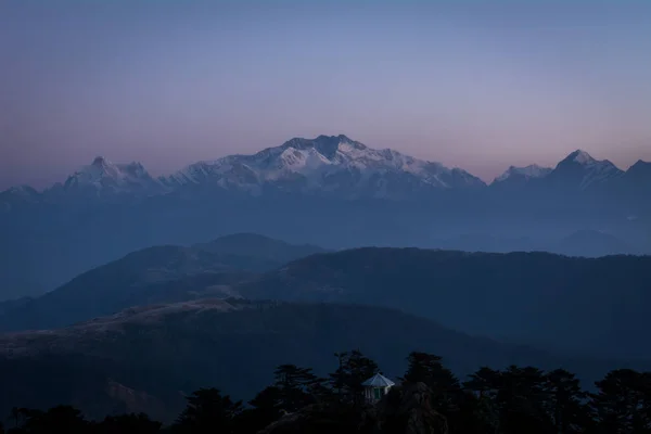 Bellissimo Buddha Addormentato Kanchenjunga Range Visto Sandakphu Una Mattina Inverno — Foto Stock