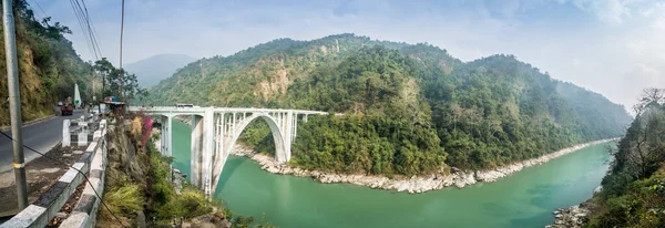 Piękny Panoramiczny Widok Most Koronacyjny Rzece Teesta Most Ten Został — Zdjęcie stockowe