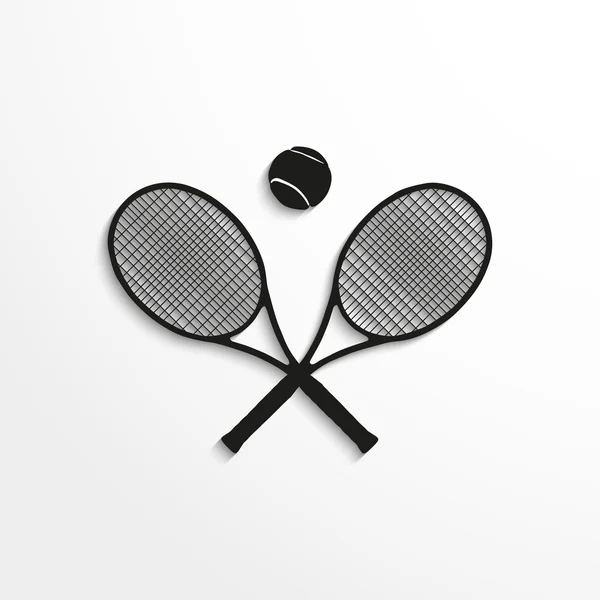 Sports symbol. Tennis. Vector icon. Black and white image on a gray background. — Stock Vector