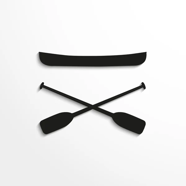 Sports symbols. Kayaking. Vector icon. Black and white image on a gray background.