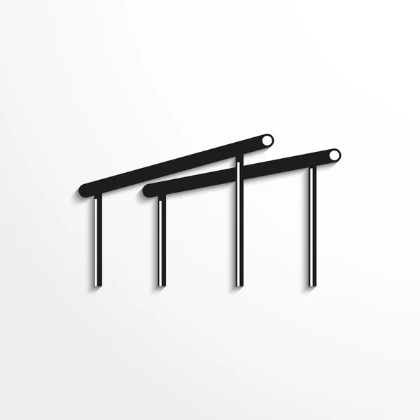 Sport signs. Gymnastics. Uneven Bars. Vector icon. Black and white image on a gray background. — Stok Vektör