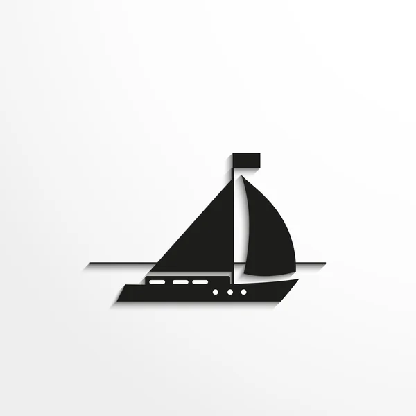 Sports Icons. Sailing. Vector icon. Black and white image on a gray background. — Wektor stockowy