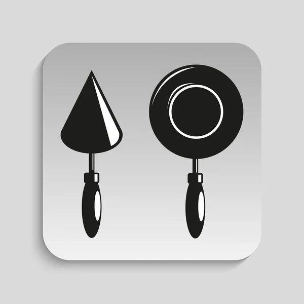 Building trowel. Vector icon. Black and white image on a gray background. — Stockový vektor
