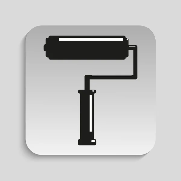 Paint roller. Vector icon. Black and white image on a gray background. — ストックベクタ