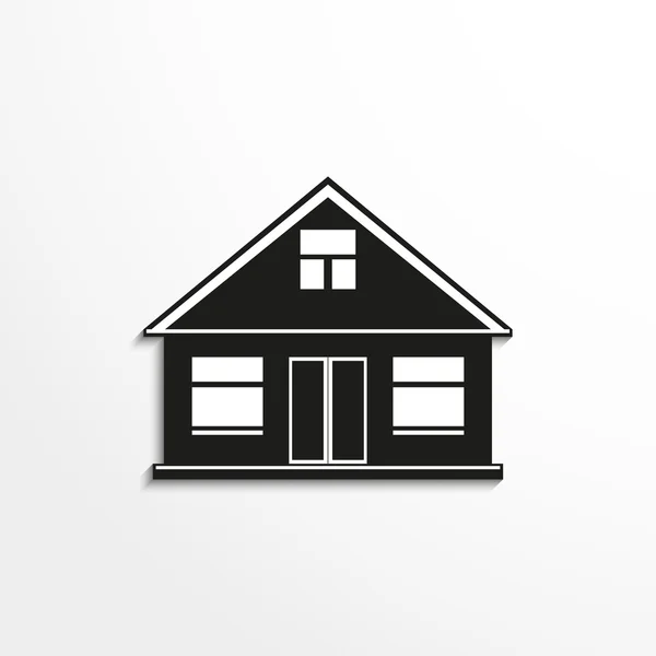 Casa. Icono del vector. Imagen en blanco y negro sobre fondo claro . — Vector de stock