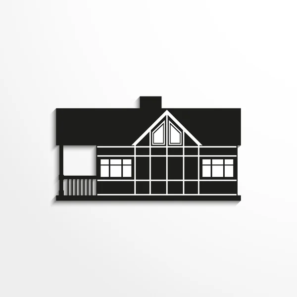 House. Vector icon. Black and white image on a light background. — Stock Vector