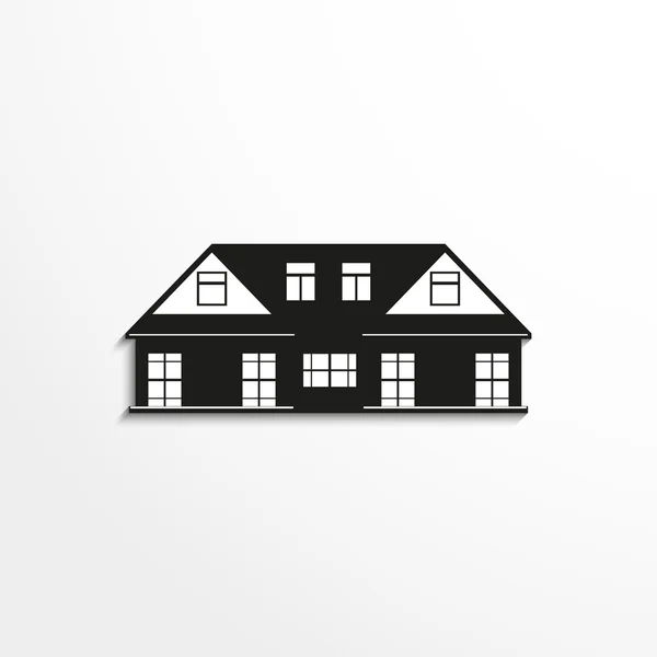 Huis. Vector pictogram. Zwart-wit beeld op een lichte achtergrond. — Stockvector