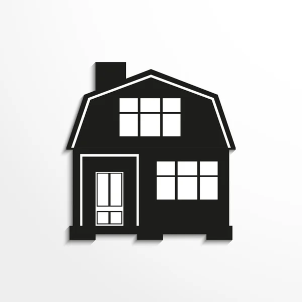 House. Vector icon. Black and white image on a light background. — Stock Vector