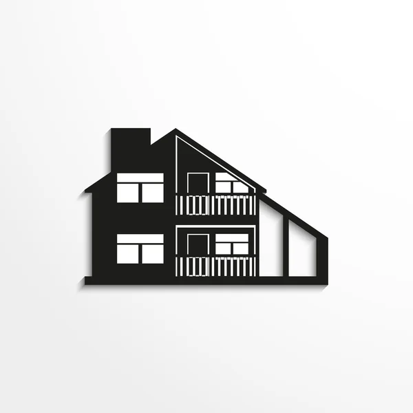 House. Vector icon. Black and white image on a light background. — Stock Vector