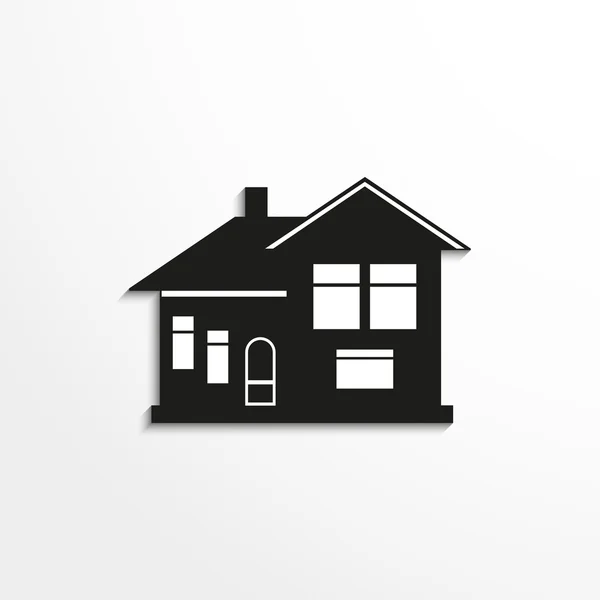 House. Vector icon. Black and white image on a light background. — Stock Vector