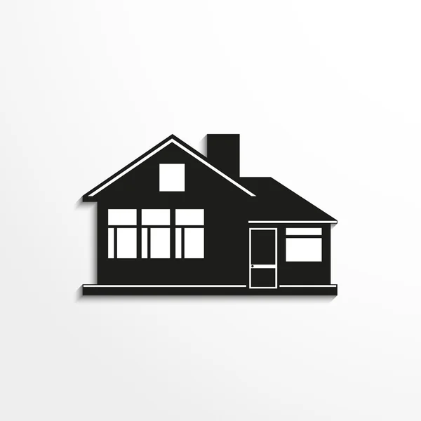 House. Vector icon. Black and white image on a light background. — Stock Vector