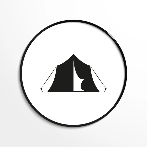 Палатка. Значок вектора. Черно-белое изображение на светлом фоне . — стоковый вектор