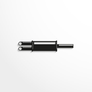 Araba susturucu. Vektör çizim. Siyah beyaz görünümü.