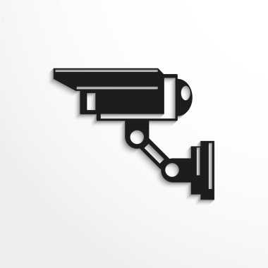 Güvenlik kamerası. Vektör çizim. Siyah beyaz görünümü.