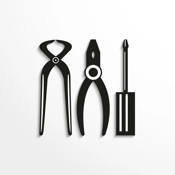 Hand tool. Pliers, screwdriver and pliers. Vector icon. — Stock Vector