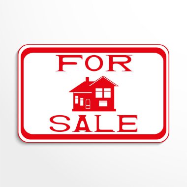 Evin satışı etiketinde. Vektör çizim.