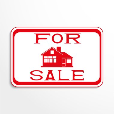 Evin satışı etiketinde. Vektör çizim.