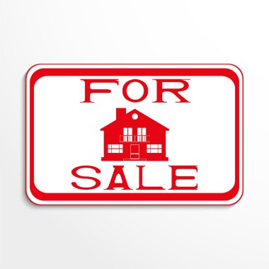 Evin satışı etiketinde. Vektör çizim.