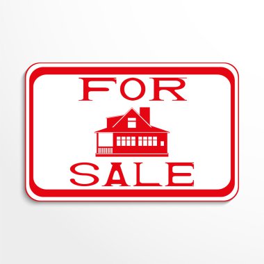 Evin satışı etiketinde. Vektör çizim.