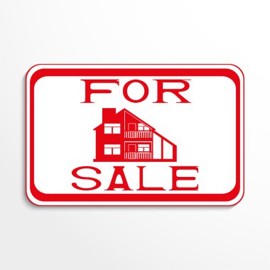 Evin satışı etiketinde. Vektör çizim.