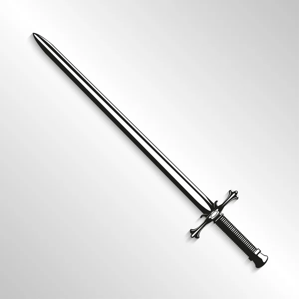 Sword. Vector illustration. Black and white view. — Stock Vector