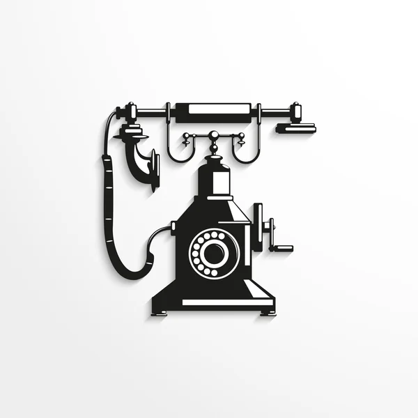 Vieux téléphone. Illustration vectorielle. Vue en noir et blanc . — Image vectorielle