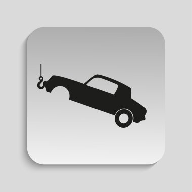 Servis istasyonundaki araba. Vektör simgesi.