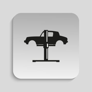 Servis istasyonundaki araba. Vektör simgesi.