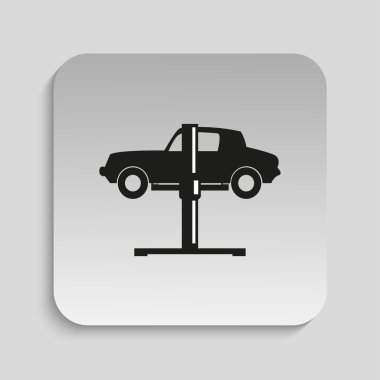 Servis istasyonundaki araba. Vektör simgesi.