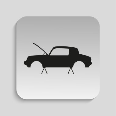 Servis istasyonundaki araba. Vektör simgesi.