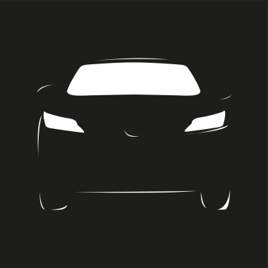 Araba. Vektör illüstrasyon. Siyah beyaz görünüm.