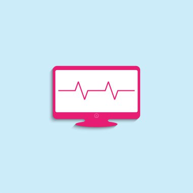 Ekranda kardiyogram var. Vektör simgesi. 