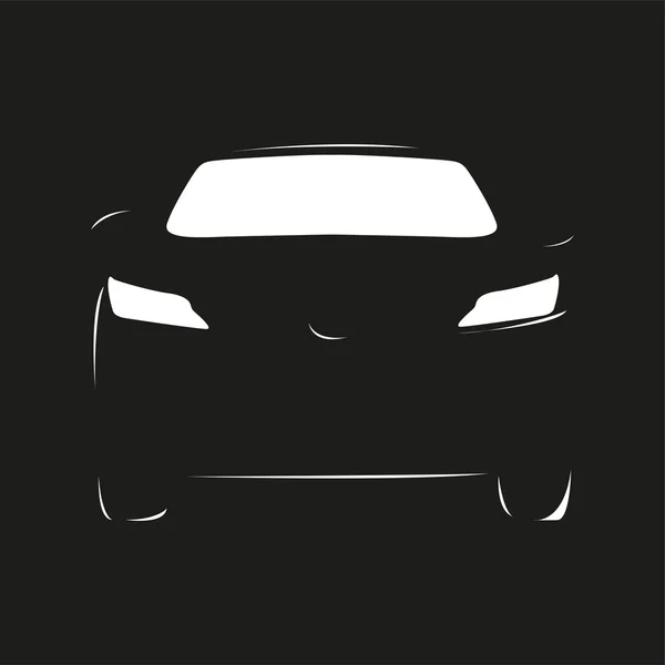 Carro. Ilustração vetorial. Vista em preto e branco . — Vetor de Stock