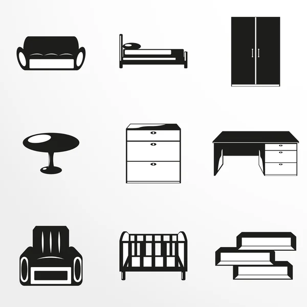 Conjunto de iconos vectoriales sobre el tema de los muebles . — Vector de stock