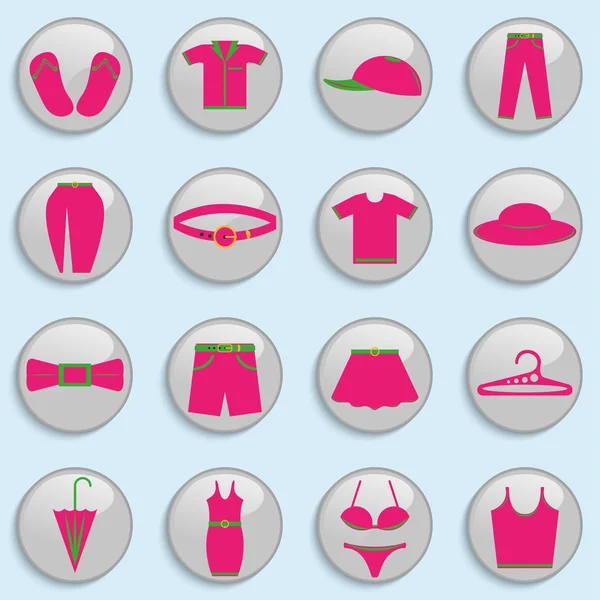 Conjunto de iconos vectoriales sobre el tema de la ropa . — Vector de stock