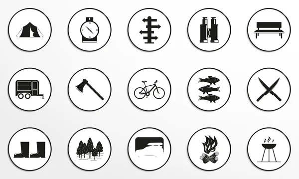 Set of vector icons on the theme of leisure and tourism. — Stock Vector