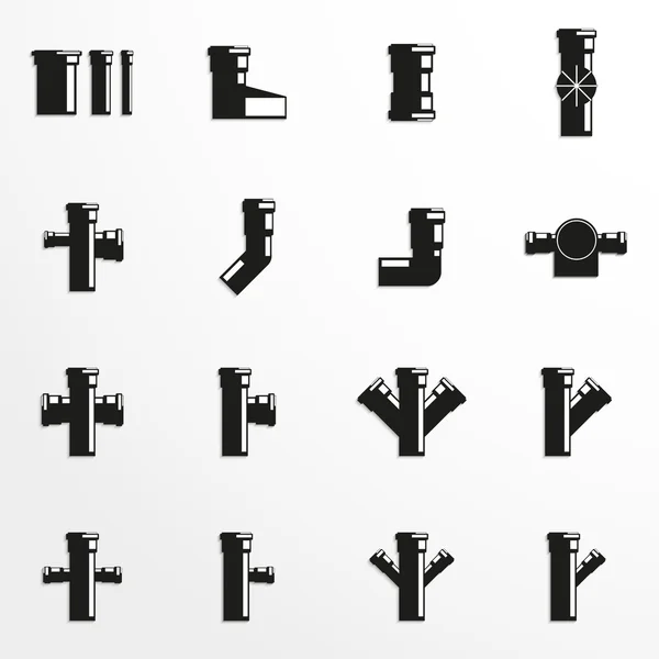 Conjunto de iconos vectoriales sobre el tema de la conexión de tuberías de alcantarillado . — Vector de stock