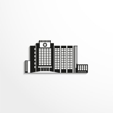 Modern Hastane Binası. Vektör çizim iki renk.