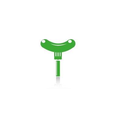 Sosis çatal üzerinde. Vektör simgesi.