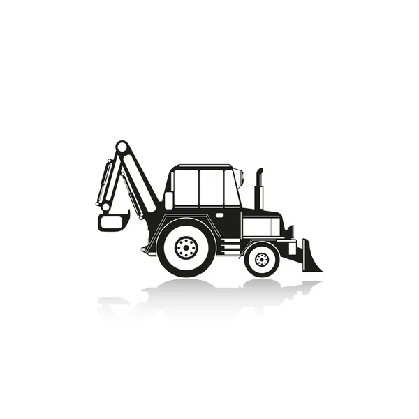 Maquinaria de construcción. Tractor. Icono del vector . — Vector de stock