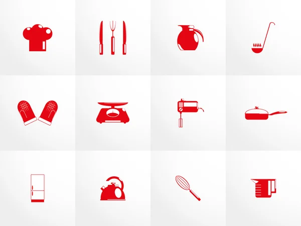 Conjunto de iconos vectoriales sobre el tema de los utensilios de cocina . — Vector de stock