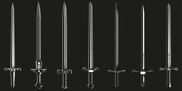 Set of vector icons on the theme of old swords. — Stock Vector