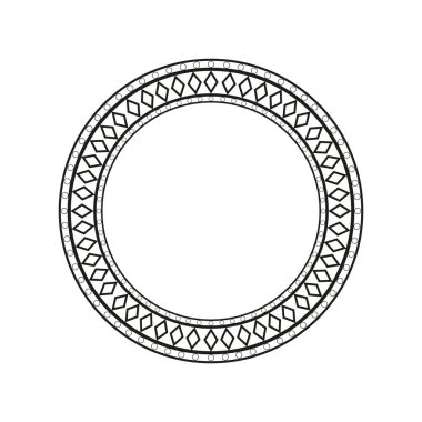 Dekoratif süslemelerle çember yapın. Yuvarlak çerçeve. Siyah ve beyaz vektör çizimi.