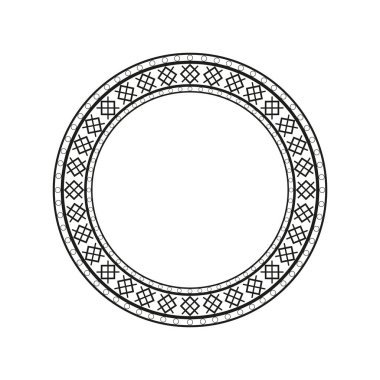 Dekoratif süslemelerle çember yapın. Yuvarlak çerçeve. Siyah ve beyaz vektör çizimi.