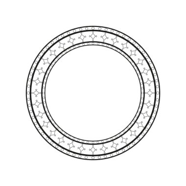 Dekoratif süslemelerle çember yapın. Yuvarlak çerçeve. Siyah ve beyaz vektör çizimi.