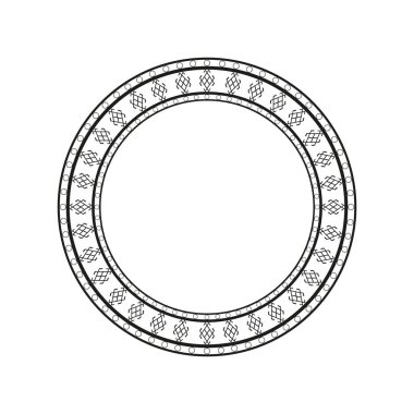 Dekoratif süslemelerle çember yapın. Yuvarlak çerçeve. Siyah ve beyaz vektör çizimi.