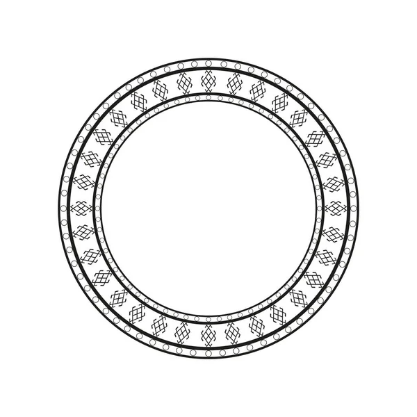 Cirkel Med Dekorativ Prydnad Rund Ram Svart Och Vit Vektor — Stock vektor