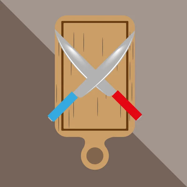 Cutting boards and knives. Kitchen utensils and equipment icon. — Stok fotoğraf