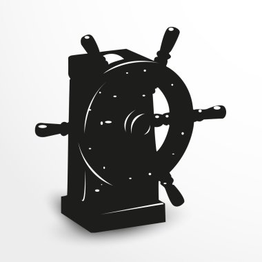 Old wheel illustration. Black and white view.